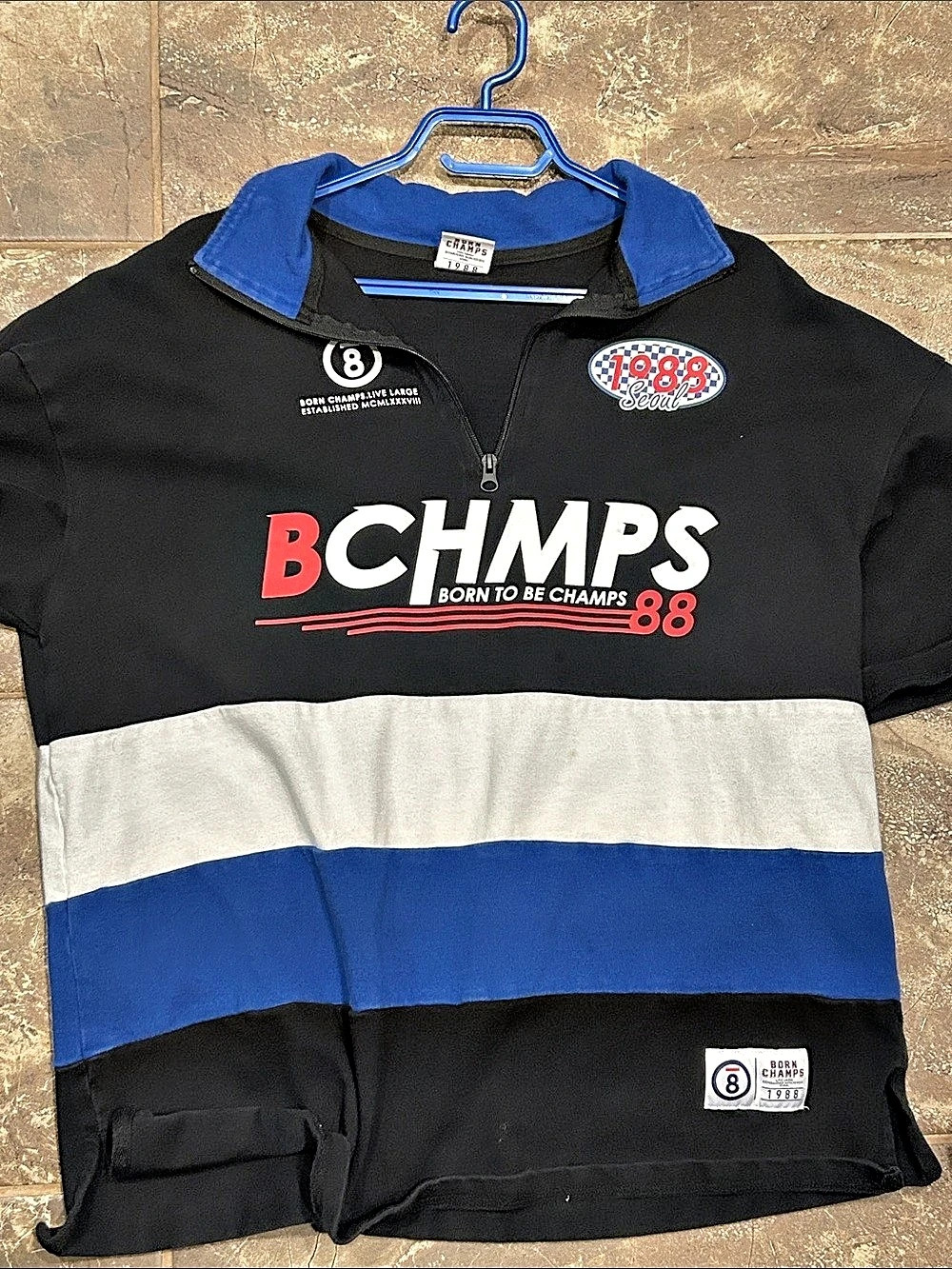 Born Champs Color Block Polo Black & Blue